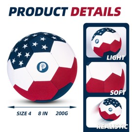 PP PICADOR The House Ball, Soft and Safe Indoor Soccer Balls Size 4 for Inside Home Yard, Fun Kids Soccer Gifts for Girls Boys Indoor Play (Stars Flag)