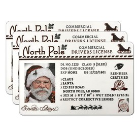 3 Pack Santa’s Driver License, Novelty Santa Lost Sleigh License ID Card North Pole Flight License for Christmas Eve Xmas Tree Ornament Decorative Hanging Ornaments