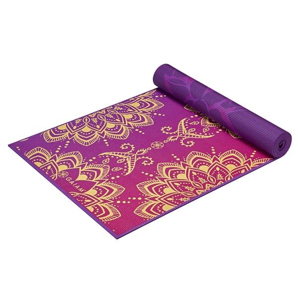 Gaiam Yoga Mat Premium Print Reversible Extra Thick Non Slip Exercise & Fitness Mat for All Types of Yoga, Pilates & Floor Workouts, Royal Bouquet, 6mm