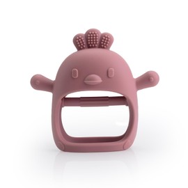 Vbglmya Silicone Baby Teether 6-12 Months,Infant Teether Easy to Hold Teething Rings for Babies,Chick Baby Teether Toy for 0-6 Months Teething Relief Toys for Baby (Dark Pink)