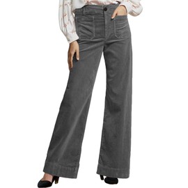 satisnew Corduroy Pants Women Elastic Waist Womens Bell Bottoms Flare Business Casual Trousers for Woman Dark Gray
