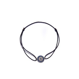 NAZ COLLECTION - Pulsera de vidrio con cuerda ajustable - Abalorio de vidrio con mal de ojo - Pulsera de protección con cristales - Mal De Ojo Turco mexicano - Amuleto de la suerte para mujeres,