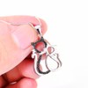 Silver Mountain 925 Sterling Silver Cubic Zirconia Double Cats Pendant