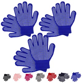Archtypes Work Gloves, For Children, Elementary School Students, 3 Pairs, Children, Lower Grade, Anti-slip, Collar, For Children, Children, Toddler Gloves (Blue)