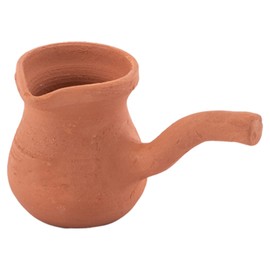 Handmade Clay Turkish Coffee Pot, Terracotta Coffee Maker, Earthen Cezve with Clay Handle, Jezve Ibrik Briki Suitable for the Stovetop (Large 4.3 in)