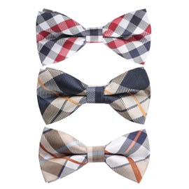 Mens 3 Pack Bow Tie Paisley Plaid Dot Pre-Tie Bow Tie Classic Formal Bow Ties for Men Adjustable Bowtie Tuxedo Wedding