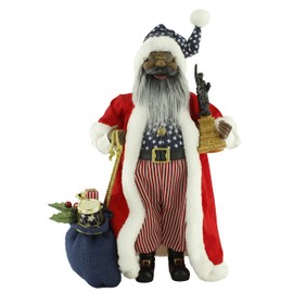 Windy Hill Collection 16" Inch Standing Americana African American Ethnic Santa Claus Christmas Figurine Figure Decoration 162063