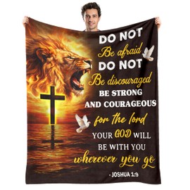 AJIIUSV Christian Gifts for Men, Religious Spiritual Inspirational Gifts for Men, Christian Lion Blanket for Man 50"x60"