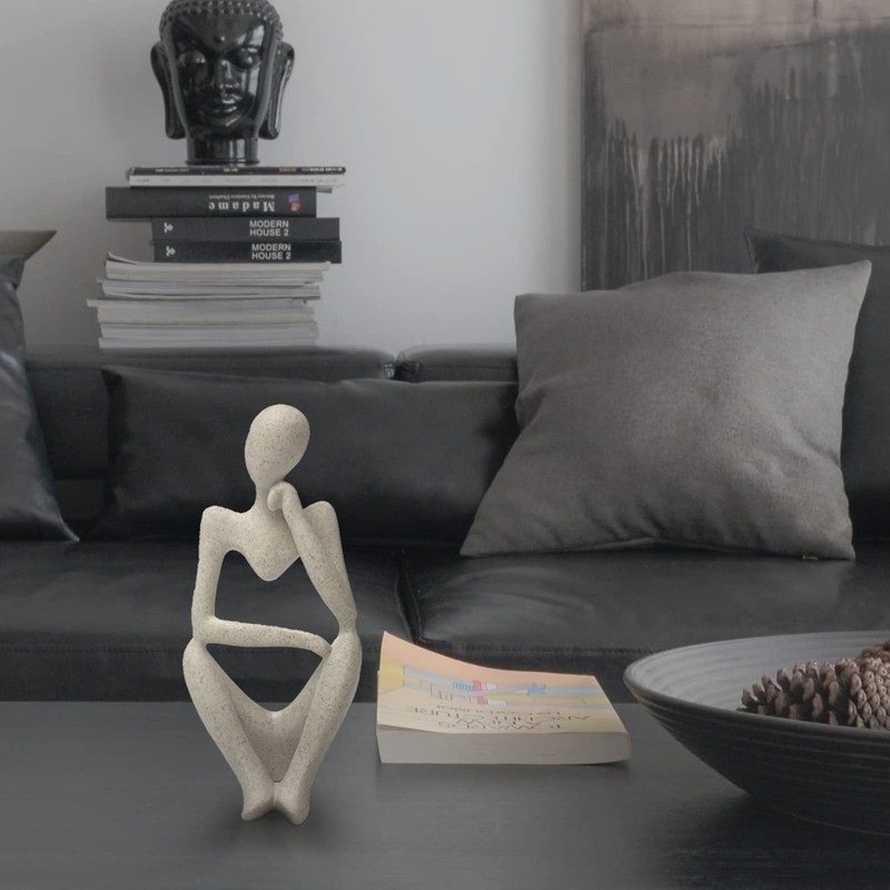 prosfalt Sandstone Resin Thinker Style Abstract Sculpture Statue Collectible Figurines