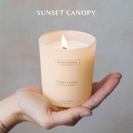 Benevolence LA Sunset Canopy Scented Candle | Patchouli & Ebony | 8oz, 45-Hour Burn | Luxury Home Fragrance | Natural Wax, Cotton Wick | Malibu Sands Collection
