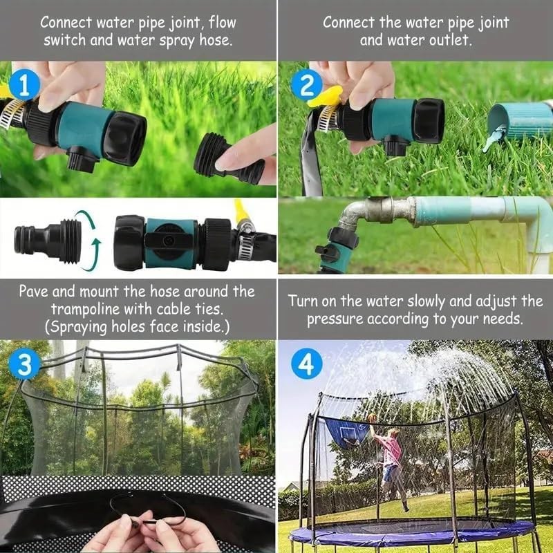 Trampoline Sprinkler 32.8ft Outdoor Trampoline Backyard Water Park Fun Summer