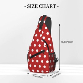LOSTORCHI Polka Dots Crossbody Sling Bags for Women Men Abstract White Small Circle Dot on Red Background Travel Sling Backpack Casual Shoulder Bag Dice Design Dot Pattern Gym Sports Hiking Daypack