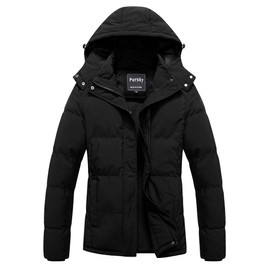 Pursky Women's Thick Winter Coats Hooded Short Warm Puffer Jackets Parka With Removable Hood Black 3XL