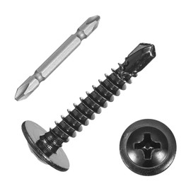 sourcing map 200Pcs #8x1" Self-Tapping Screws, 410 Stainless Steel Phillips Self Drilling Flat Head Sheet Metal Screws for Industry, Furniture Repair, Black