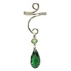 Silver Dangle Ear Cuff with Austrian Crystal Beads (Green)