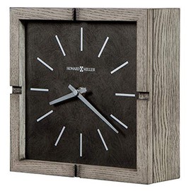 Howard Miller Fortin Mantel Clock 635-229 – Warm Gray Finish, Square Timepiece, Blackened Steel Finished Dial, Aged Silver Hands, Rustic Home Décor, Quartz Movement