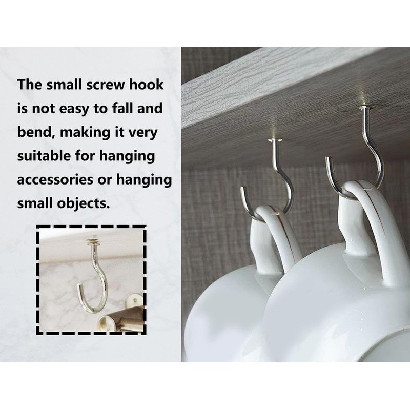 Lhbwhiz Pack of 100 Screw Hooks, 1/2 Inch Hooks, with