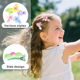 YDDXAQHB 25 pcs Girls Flower Hair Clips Cute Flower Fruit Colorful Dessert Animal Fruit Hair Clip for Girls、 Adolescent、 Baby、 Metal Snap Fastener Hair Accessories