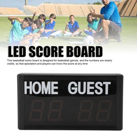 LED Score Board, Basketball 4 Digit Wall Mount Digital Scoreboard with Wired Button, Remote Control, Aluminum Alloy Electronic Scoreboard for Basketball, Football, Volleyball Games