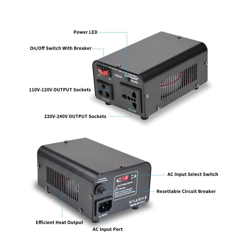 LVYUAN 3000 Watt Voltage Converter Transformer Heavy Duty Step Up/Down