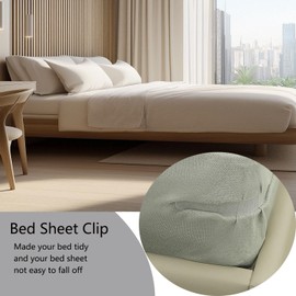 4pcs Bed Sheet Holder Fitted Sheet Straps, Large Holders Keep Sheets Firm & Tight,Bed Sheet Rack with Lock Strip Easy to Install for All Mattress Sizes-Grey