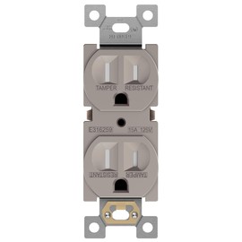 ENERLITES Elite Series Duplex Receptacle, Residential Grade Wall Outlet, Duplex Electrical Outlet, Self-Grounding, 3-Wire, 2-Pole, 15A 125V, UL Listed, 61580-NK, Nickel