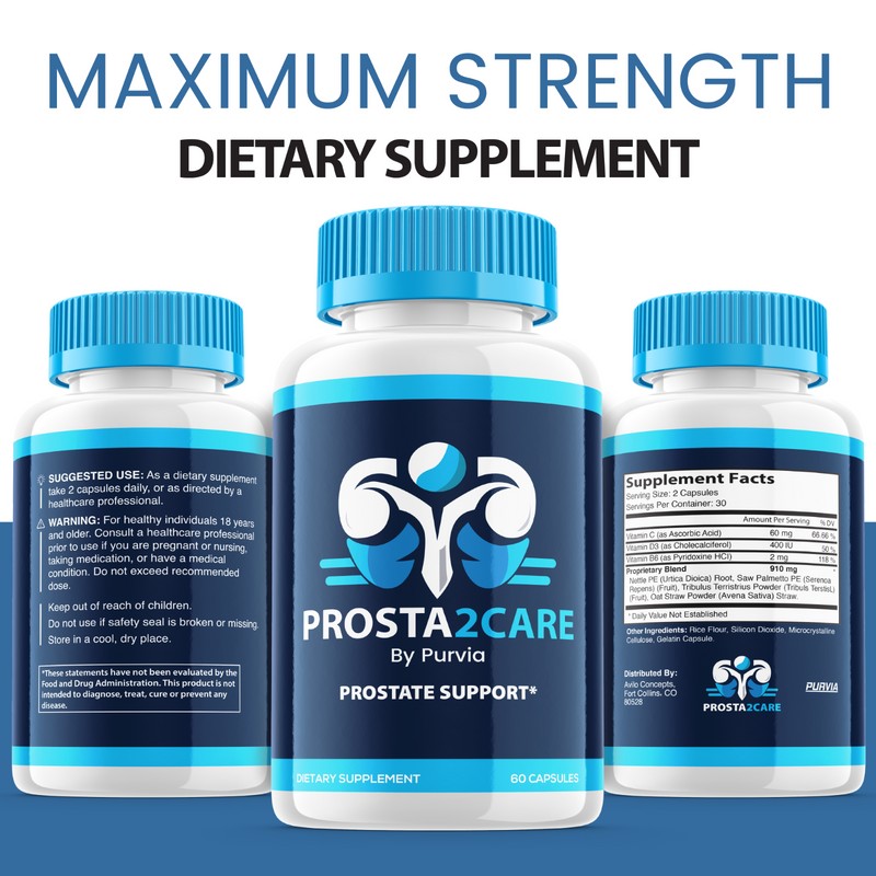 Purvia (3 Pack) Prosta2care Capsules Men Advanced Strength Formula for