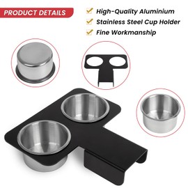 Truck Cup Holder Compatible with 1973-1987 Chevy GMC C10 C20 C30 K10 K20 K30, Removable Water Drink Holder Center Console Stainless Steels (Black)