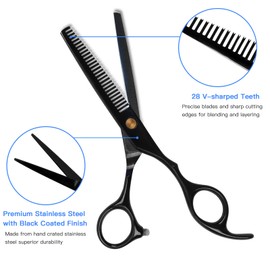Hair Scissors Set, Professional Hair Cutting Scissors Kit with Stainless Steel One-Sided Thinning Scissors, Hairdressing Scissors Set for Men, Women and Children