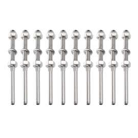 PATIKIL 1/8 Inch Cable Railing Kit, 10 Pack Hand Swage Threaded Stud Tensioner T316 Stainless Steel Deck Cable Railing Hardware for Metal Wood Post System
