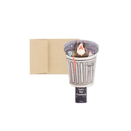 UWP LUXE Pull-Tab Motion Possum in Trash Can Funny Mini Greeting Card- Party, Friendship, Congrats, Funny, Write Your Own Message (Let's Get Trashed)