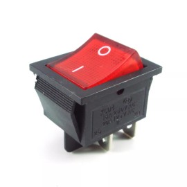 Unbranded Latching Rocker Switch I/O 4 Pins With LED Light Color 16A 250VAC 20A 125VAC - Red