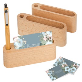 Creative Wooden Business Card Holder, 3 Pieces Business Card Holder, Wood, Business Card Stand, Perforated, Highly Stable Business Card Stand, Business Card Holder for Exhibition, Fair, Reception,