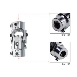 MDRIVEASY 3/4 "DD x 3/4 "DD Chrome Steering Shaft Universal Joint U Joint, Total Length 83mm (3-1/4")