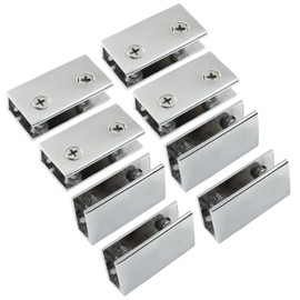 Bivethoi 8 Pcs Glass Shelf Bracket Adjustable Shower Brackets,Heavy Duty Rectangle Clamp Holder for 8-10mm Glass Shelves,Wall Mount Clamps Clip Support Hardware Replacement Parts,Polished Chrome