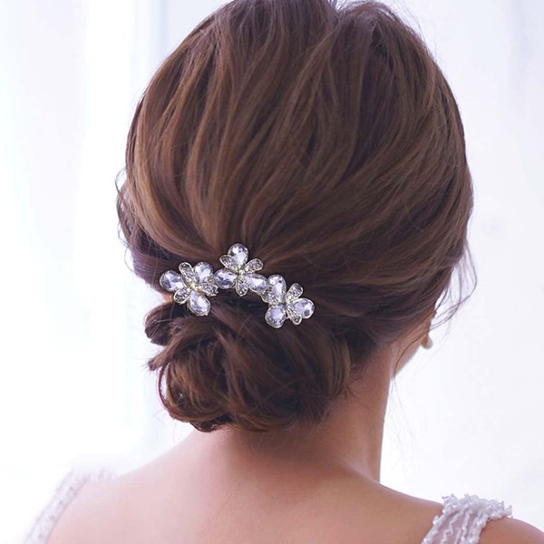 Bohend Rhinestone Comb Crystal Hairpieces Wedding Bun Hair Styling Accessories for Women and Girls (4)