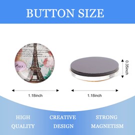 Glass Strong Eiffel Tower Refrigerator Magnets,12 Pack Paris Magnetic Fridge Stickers,Whiteboard Locker Dishwasher Magnets for Kitchen Office Classroom Supplies (Eiffel Tower Refrigerator Magnet)