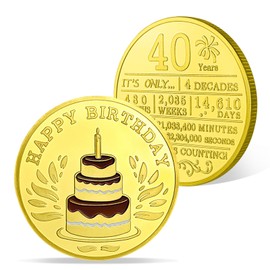 AtSKnSK Happy Birthday Coin for Collectors 40th Birthday Gifts for Men Women Wife Husband Mother Dad Grandparents Birthday Lucky Coins Token Gift (40th Birthday)