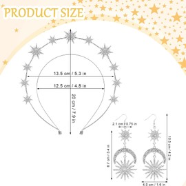 Women's Carnival Headband Stars, Headband Gold, Moon Headband, Star and Moon Crown Gold Hair Accessories, Christmas Carnival Party Costume Accessories