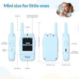 Mafiti Toys for 3 4 5 6 7 8 Year Old Boys Girls Mini Video Walkie Talkies for Kids 2 Pack Rechargeable 1000 Feet Range Birthday Indoor Outdoor (Blue+Blue)