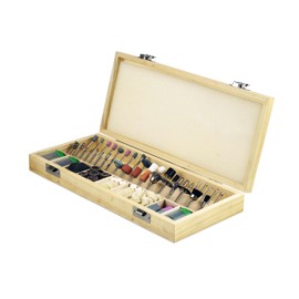 SE 228-Piece Rotary Tool Accessories Kit with 1/8" Shank - Comprehensive Set for Polishing, Drilling, Engraving - Includes Sanding Bands, Grinding Stones, Woolen Wheels, and Wooden Case - RA9228