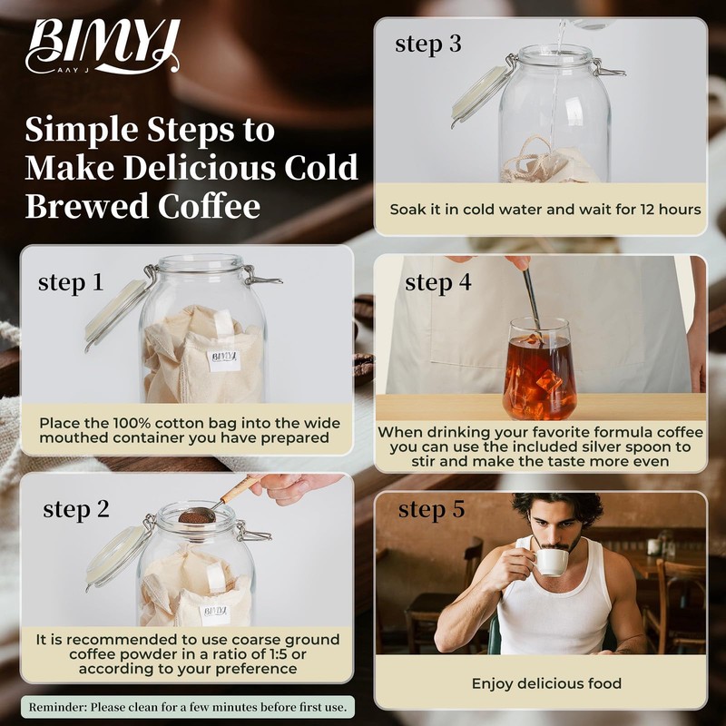 BIMYJ Reusable Cold Brew Bags & Cold Brew Coffee Bags