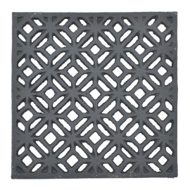 Flag Emotes Square Trivet Black Cast Iron Decorative Ornate Diamond Hot Pad Decor 5.25" Wide