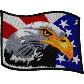 DEURA BALD EAGLE AMERICAN FLAG iron-on EMBROIDERED Shoulder PATCH USA PATRIOTIC