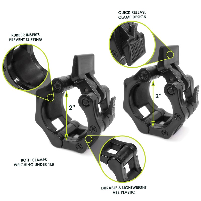 ProsourceFit Olympic Barbell Clamp Collars Quick Release Pair of 2-inch