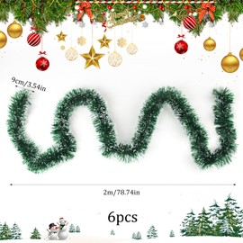 CYIOU 6 Pieces Christmas Garland Decoration 12 Meters Green Christmasgarland Christmas Decorations Outdoor Garland for Stairs Fireplaces Wreath Christmas Garland Decoration Xmas Festive Garland