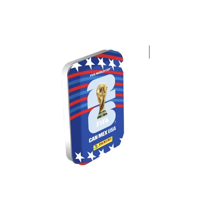Lata Mini Tin Panini Adrenalyn Mundial 2026 + 4 Sobres