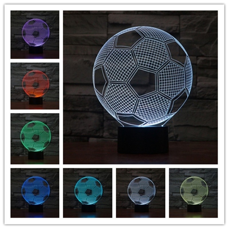 3D Visual Soccer Night Lamp USB LED Touch Football Shaped