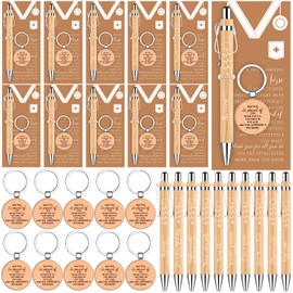 FIONUPI 30 Sets Nurse Appreciation Gifts Nursing Ballpoint Pens Bulk Wooden Nurses Inspirational Keychain Thank You Cards for Medical Assistants Healthcare Staff Coworker Accessories
