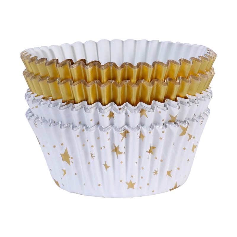 PME Christmas Foil-Lined Cupcake Cases - Golden Stars (Pack of